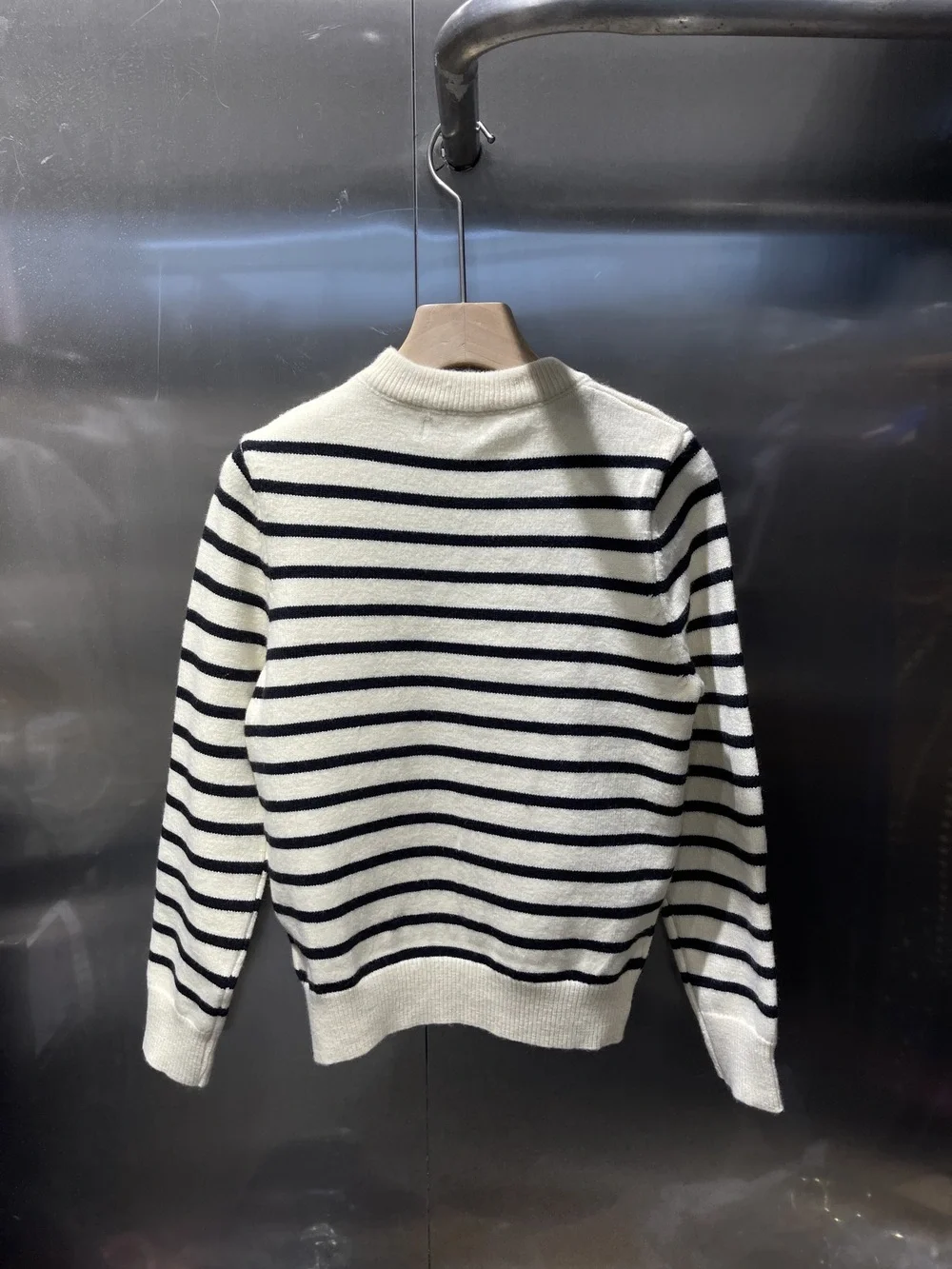 Chanel peach-colored striped sweater